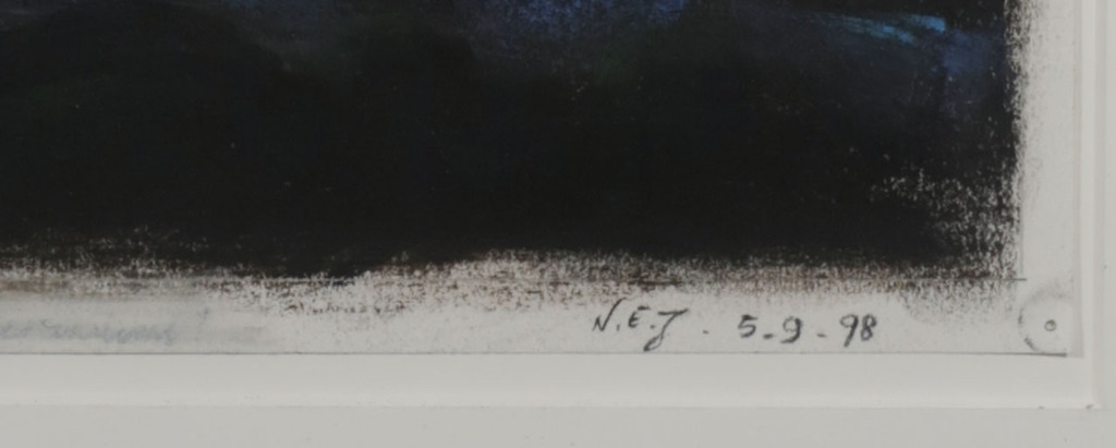 Nour Edinne Jarram: Pasteltekening, Achter de geraniums - Ingelijst kopen? Bied vanaf 80!