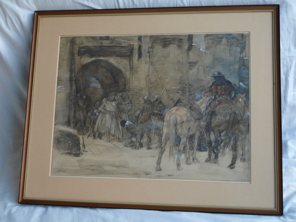 Johannes Hendricus Jurres: Aquarel , Historische voorstelling- ingelijst–ca 1930 kopen? Bied vanaf 200!