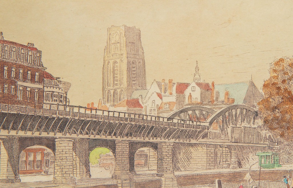 Marius Janssen. Ingekleurde en handgesign. Ets Kolk Rotterdam kopen? Bied vanaf 46!