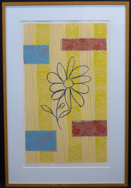 Bob Negryn: Zeefdruk, Oktober Prent (geel) -Ingelijst  kopen? Bied vanaf 1!