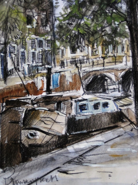 Louis v/d Pol impression. Aquarel "Amsterdam de Prinsengracht" ca. 1950 kopen? Bied vanaf 1!