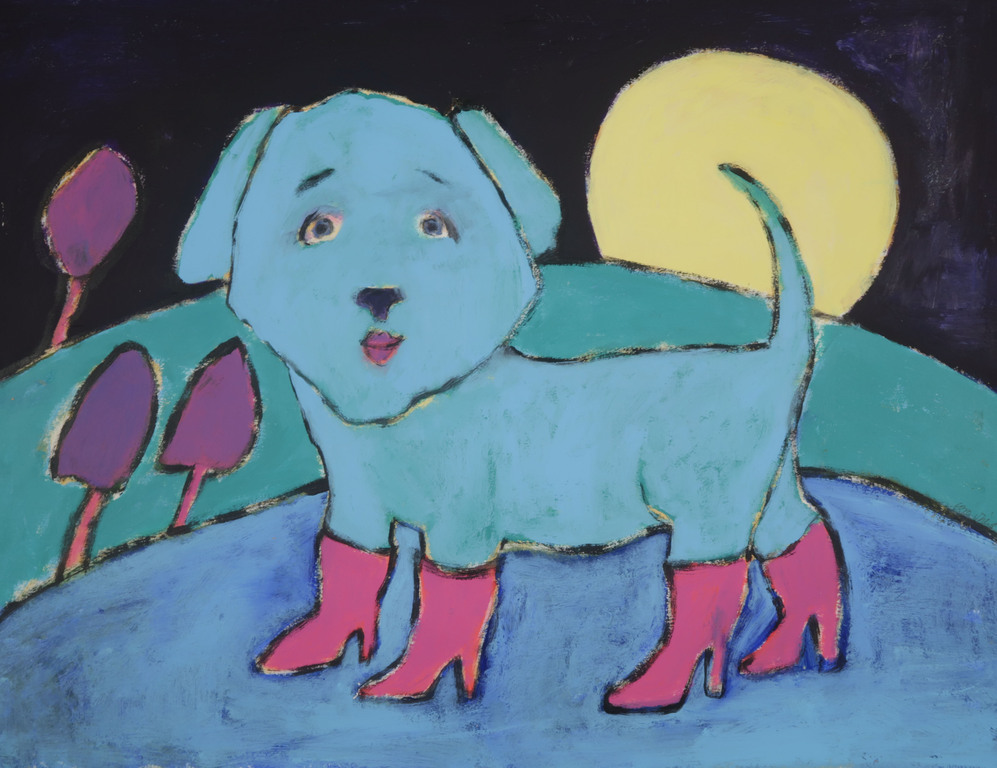 Cora Vries: Olieverf op papier, Hondje kopen? Bied vanaf 1!