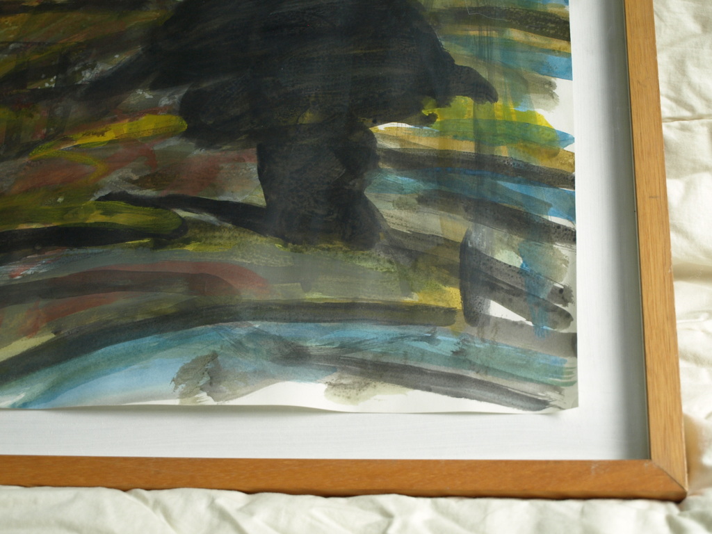 Einan Cohen : Acryl op papier , Landscape with Trees – Ingelijst - 1985  kopen? Bied vanaf 1!