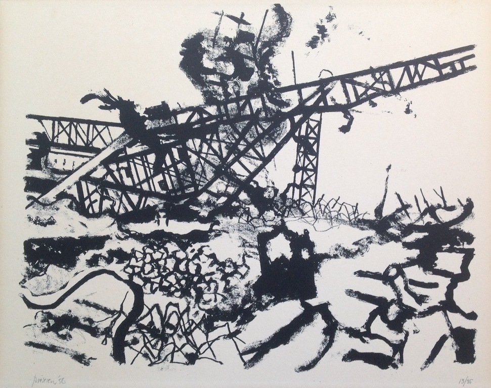 Jef Diederen: Litho, Verwoesting verkocht voor € 35!