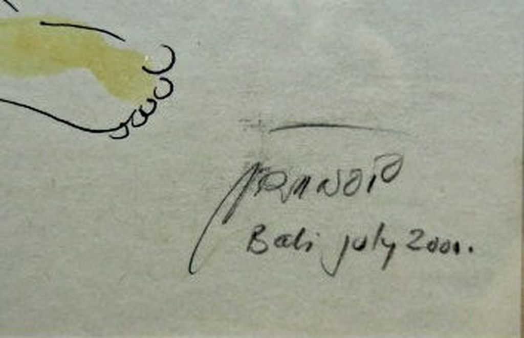 "Zonnig naakt" - combi pentekening aquarel - ingelijst - signering onduidelijk kopen? Bied vanaf 1!