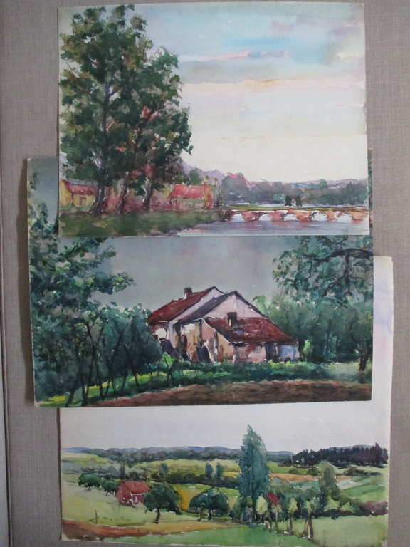 Onbekend gesigneerd, 3 aquarellen kopen? Bied vanaf 1!