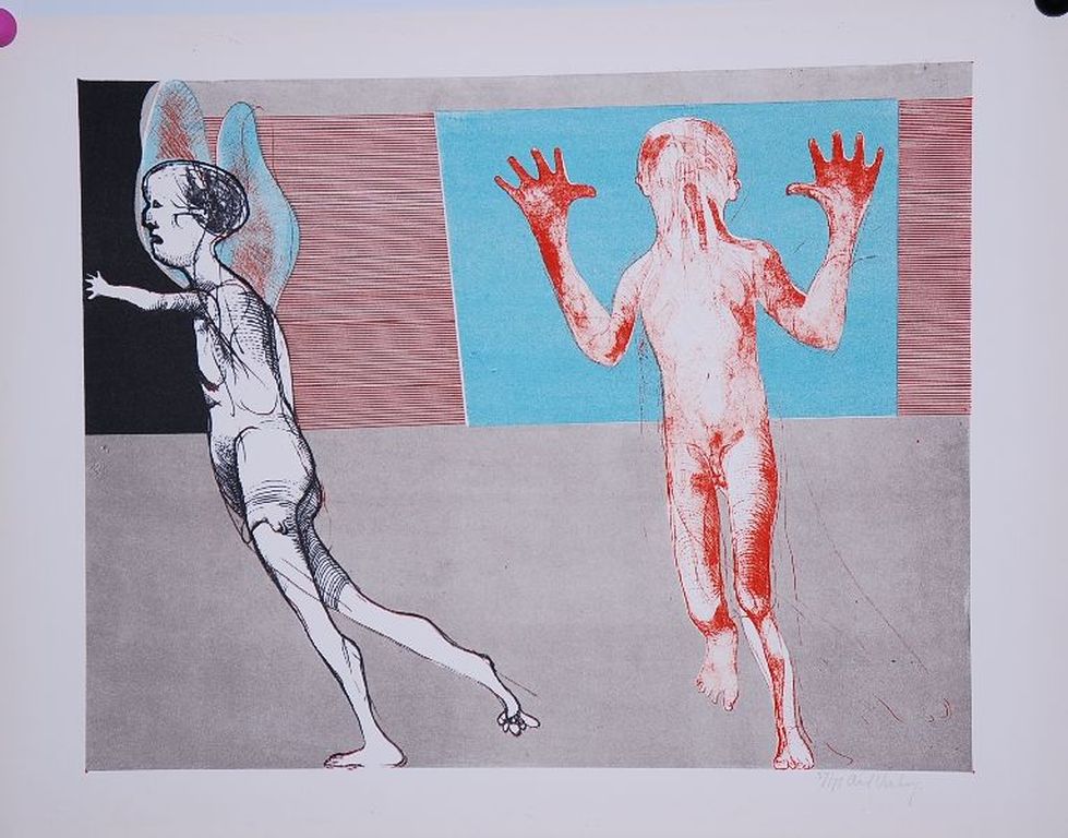 Aat Verhoog: Kleurenlitho. Figuren. verkocht voor € 70!