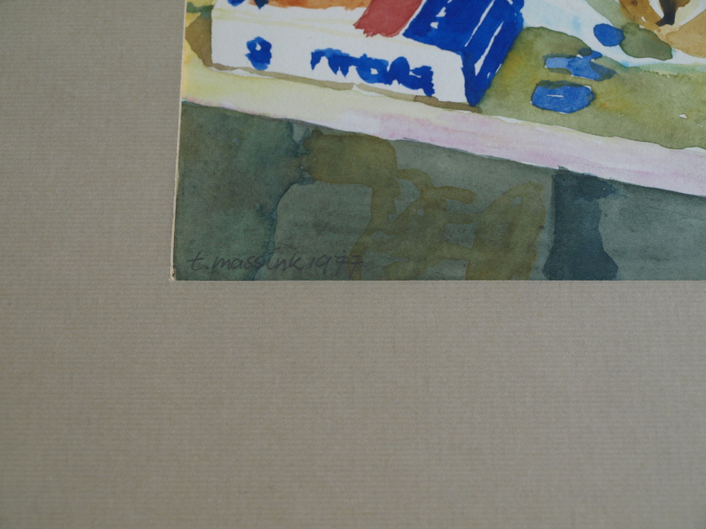 Teun Massink : Aquarel – Binnenkast – gesigneerd & ingelijst – 1977  kopen? Bied vanaf 1!