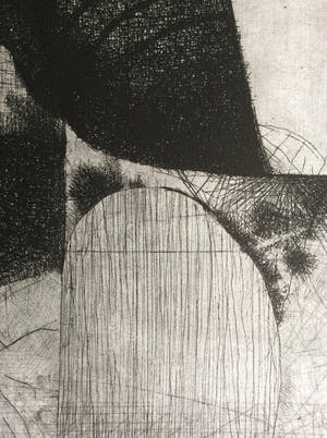 Guillaume Le Roy - Guillaume Le Roy: grote ets, Compositie 3, 1967. kopen? Bied vanaf 10!