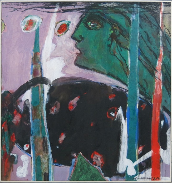Wil van Leeuwen: Gouache, La Sirene - Ingelijst verkocht voor € 200!