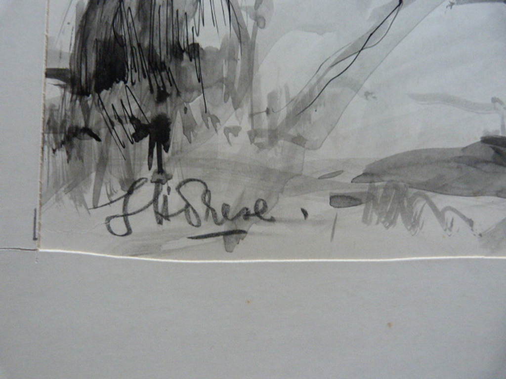 Jobst Heinrich Frese ( 1914 - 1986 ) - tekening/aquarel - hooimijten. kopen? Bied vanaf 1!