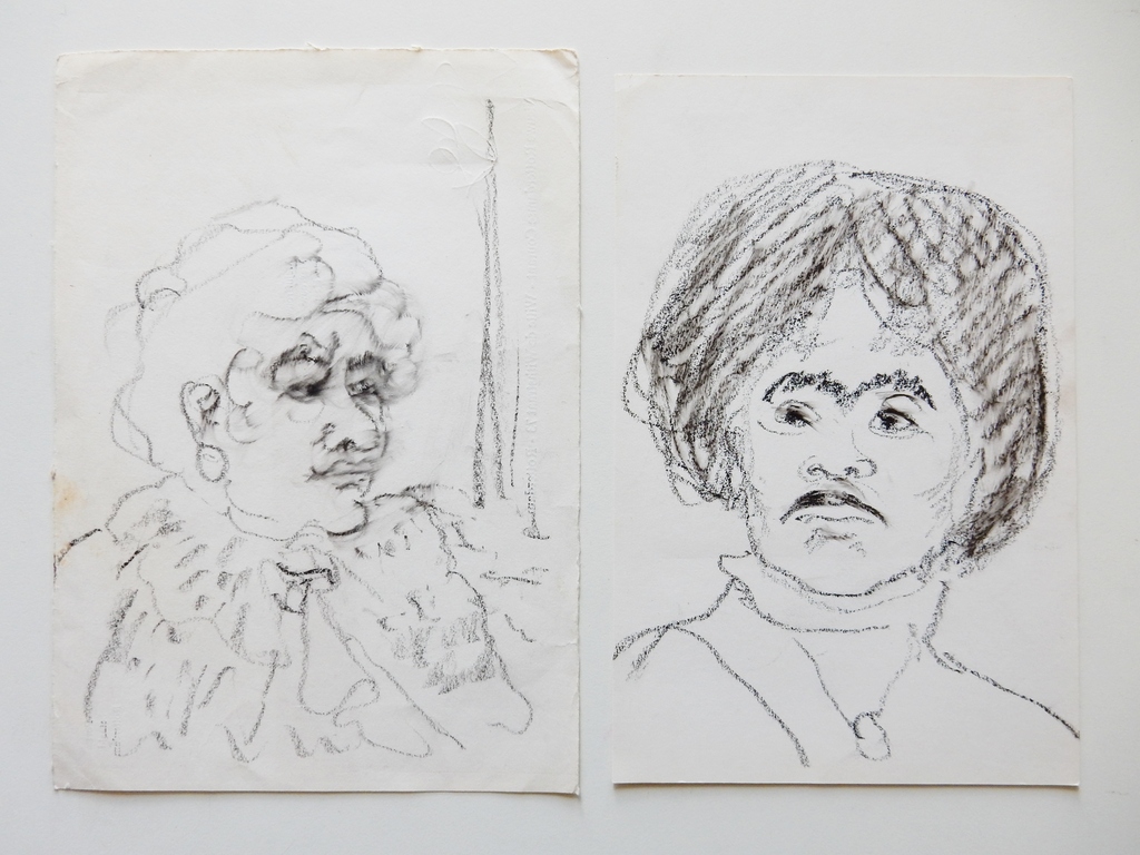 Harm Kamerlingh Onnes (1893-1985) - Tweemaal portret in houtskool kopen? Bied vanaf 1!