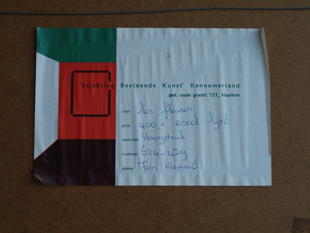 Fon Klement : Hoogdruk boardsnede , Les Fleurs - nr 1/70 - ingelijst - 1989 kopen? Bied vanaf 75!