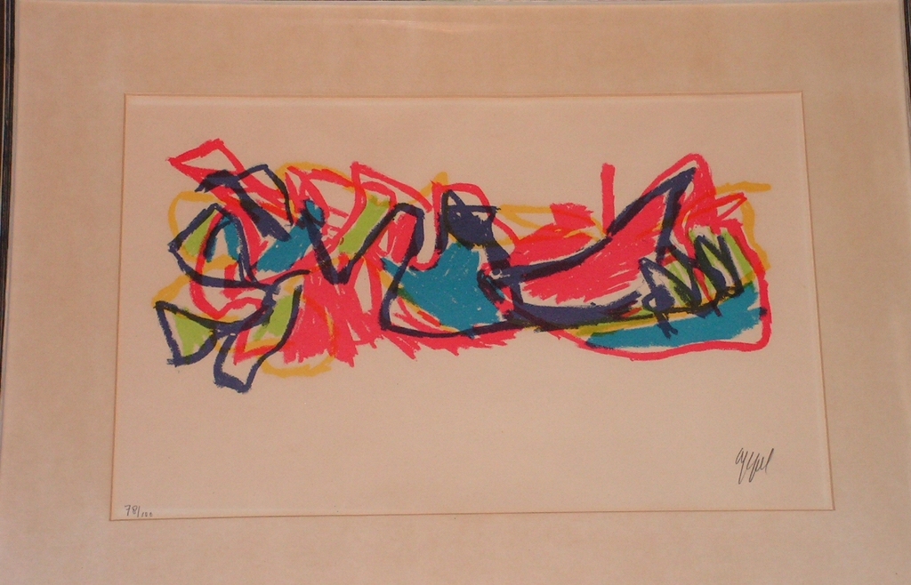 Karel Appel - lithografie - Abstracte compositie - oplage 100 kopen? Bied vanaf 450!