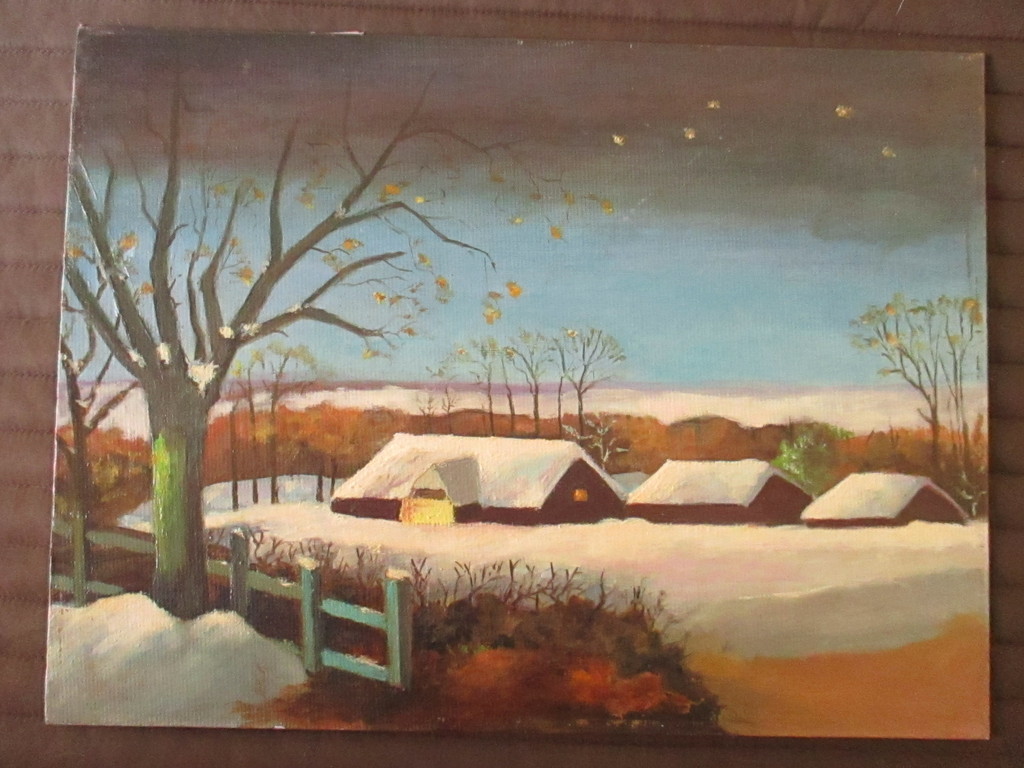 Niet of onleesbaar gesigneerd - Ongesigneerd - Olieverf op schilderskarton - besneeuwd landschap kopen? Bied vanaf 1!