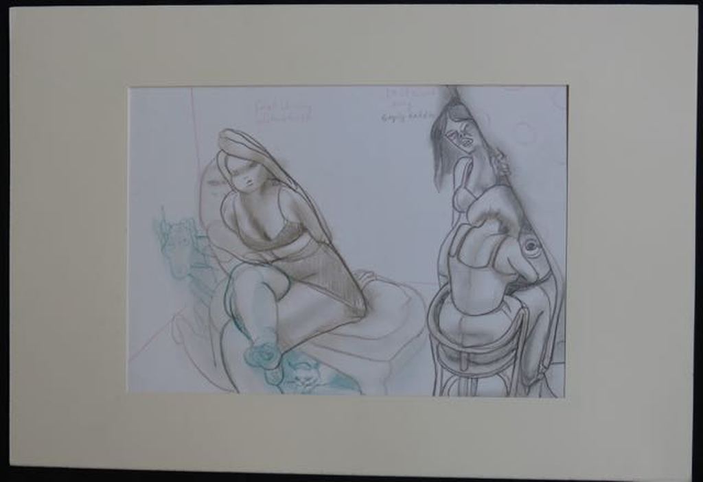 Bart van Hoek: Drie potloodtekeningen, o.a. Gaat u weg alstublieft kopen? Bied vanaf 1!