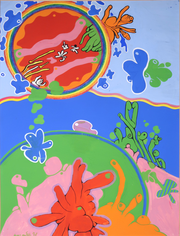 Frans van Eijk: Tekening met acryl op papier, Zonder titel  kopen? Bied vanaf 20!