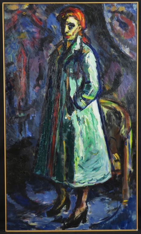 Jan van Holthe: Olieverf op doek, Portrait de Marja - Ingelijst (Zeer groot) verkocht voor € 175!