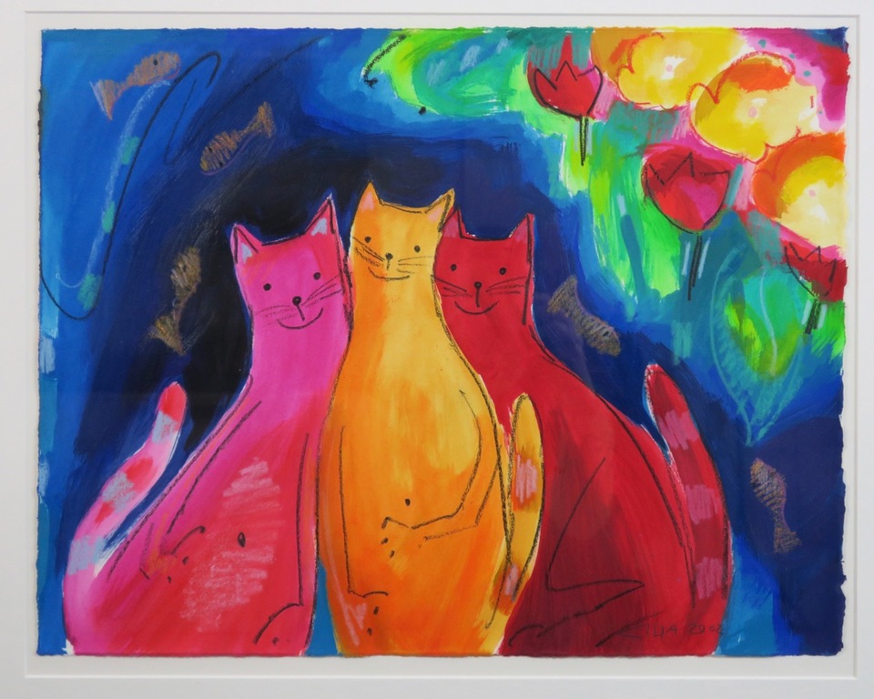 Cilia de Munnik: Gemengde techniek, Poezen - Ingelijst kopen? Bied vanaf 50!