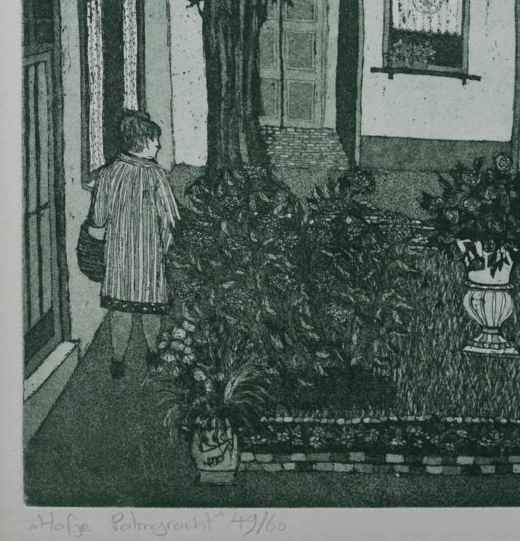 Laetitia de Haas, ets # HOFJE PALMGRACHT # gesigneerd/genummerd/nm, 1976 kopen? Bied vanaf 1!