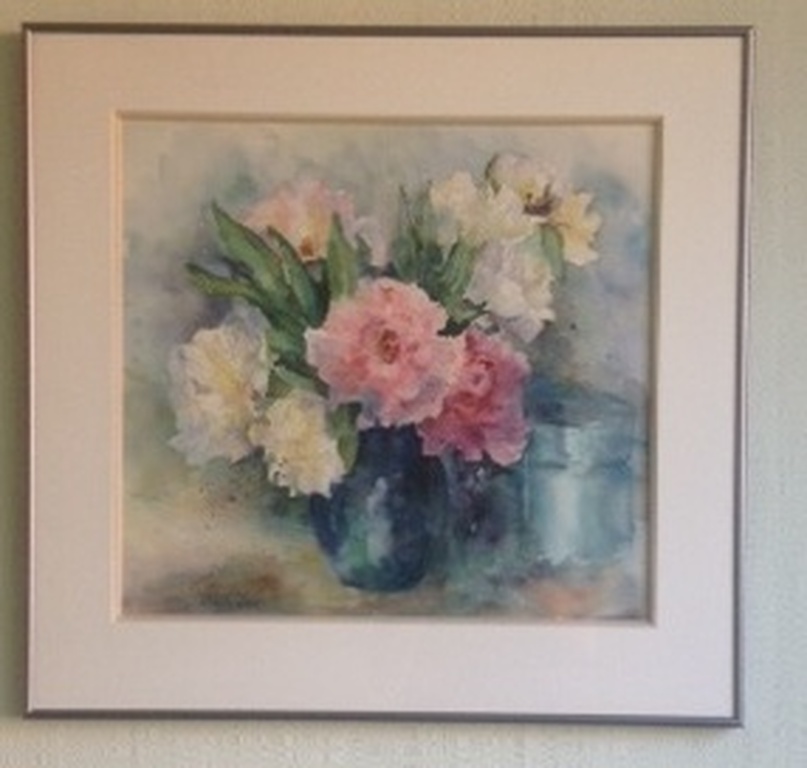 MIA HEERING-GALLIS: Aquarel, Vaas met bloemen - origineel kopen? Bied vanaf 300!