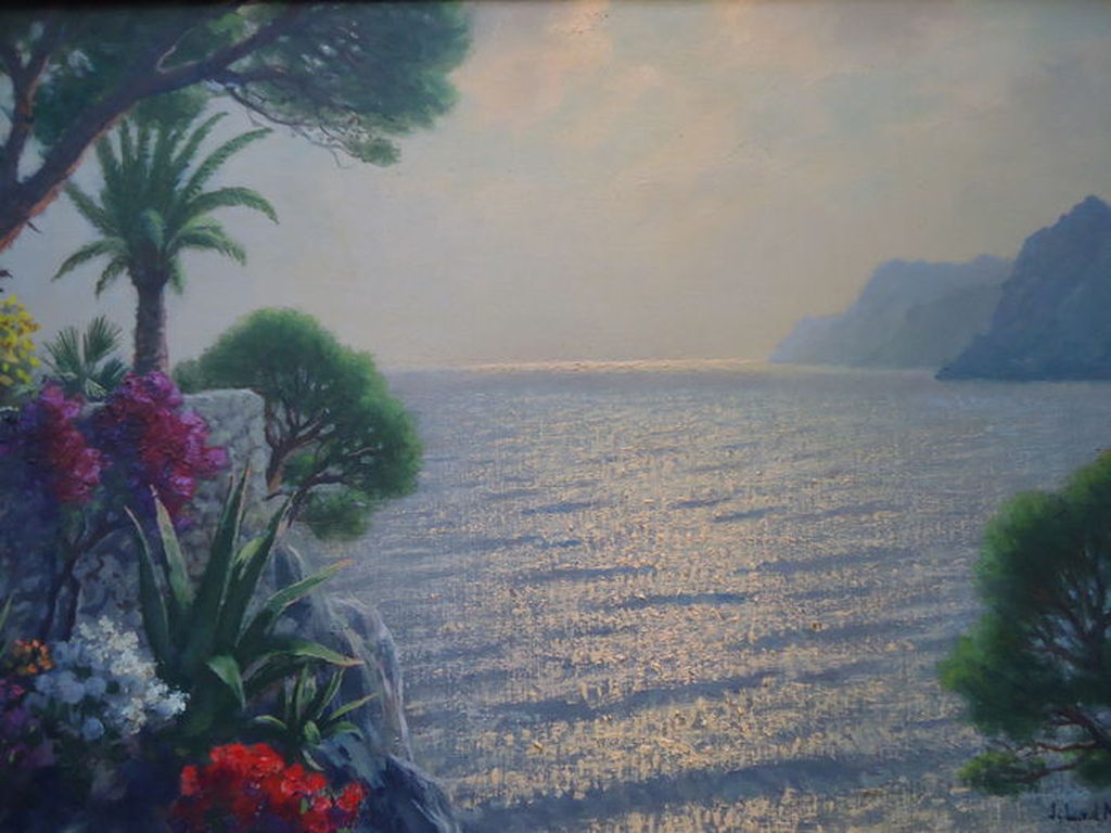 Jacobus Leonardus van der Meide - Mediterrane tuin, olieverf op doek, gesigneerd kopen? Bied vanaf 85!