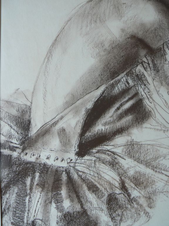 Vroeg portret van jonge vrouw in waskrijt 1965 - origineel werk kopen? Bied vanaf 890!