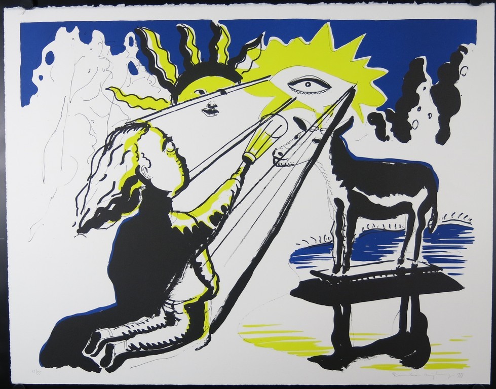 RINKE NIJBURG  Kleurenlitho  HERT VAN HUBERTUS Handgesigneerd uit 1999 verkocht voor € 35!