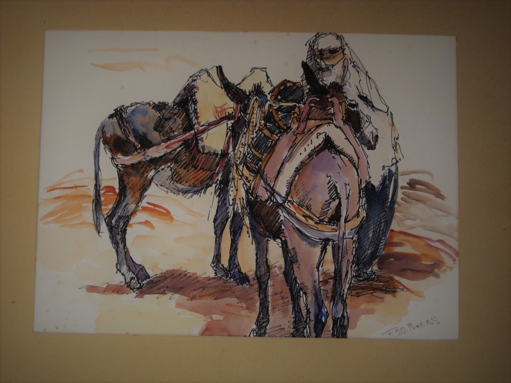 Zeldzaam mooi aquarel "Touareg met lastdieren in Sahara" Frans Boers 1912-1987  kopen? Bied vanaf 1!