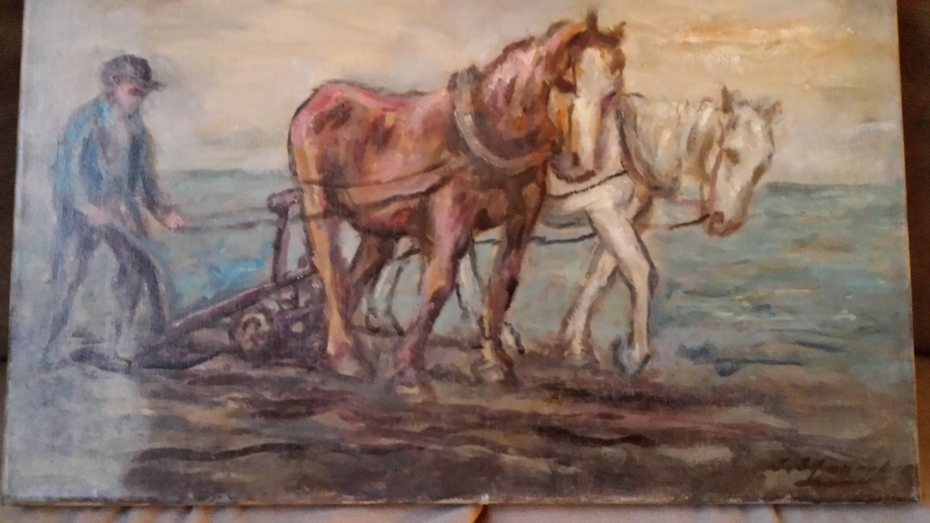 Jaues van Mourik, Olieverf op doek, Boer met paarden op het land kopen? Bied vanaf 500!