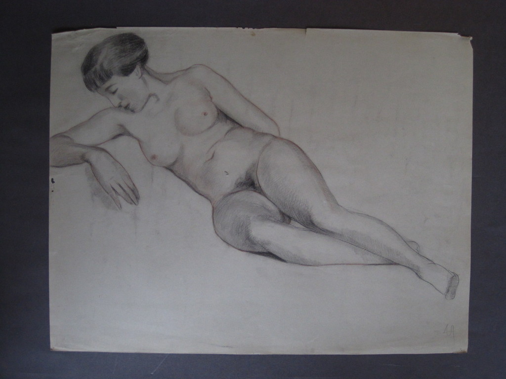 Grote gesig. houtskooltekening "liggend vrouwelijk Naakt" van Frits Schiller kopen? Bied vanaf 1!