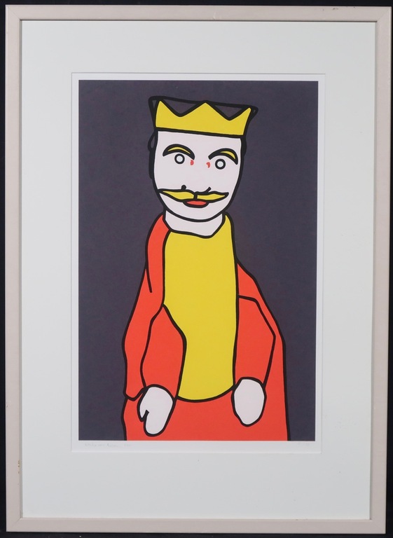 Wouter van Riessen: Zeefdruk, De koning - Ingelijst verkocht voor € 35!