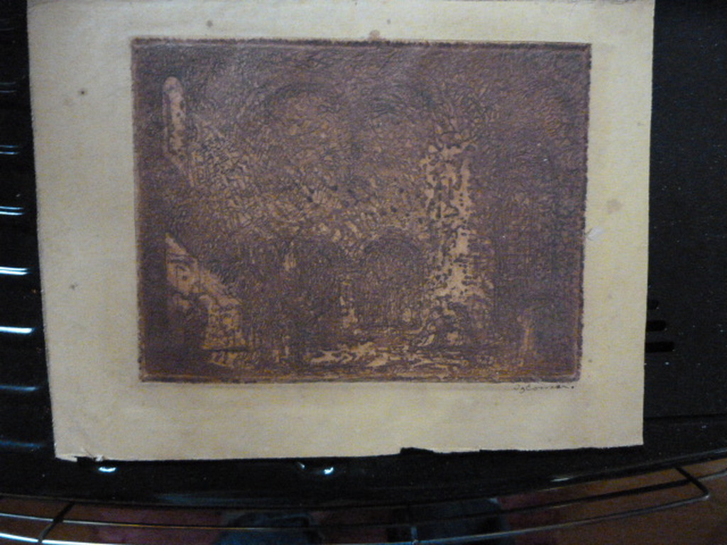 Jacobus Cornelis Wijnandus  Cossaar  -  ets  -  bij de kerk. kopen? Bied vanaf 1!