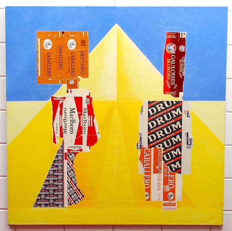 ERNST VIJLBRIEF (1934-2010) Gemengde techniek, collage met verf, 130 cm x 130 cm kopen? Bied vanaf 150!
