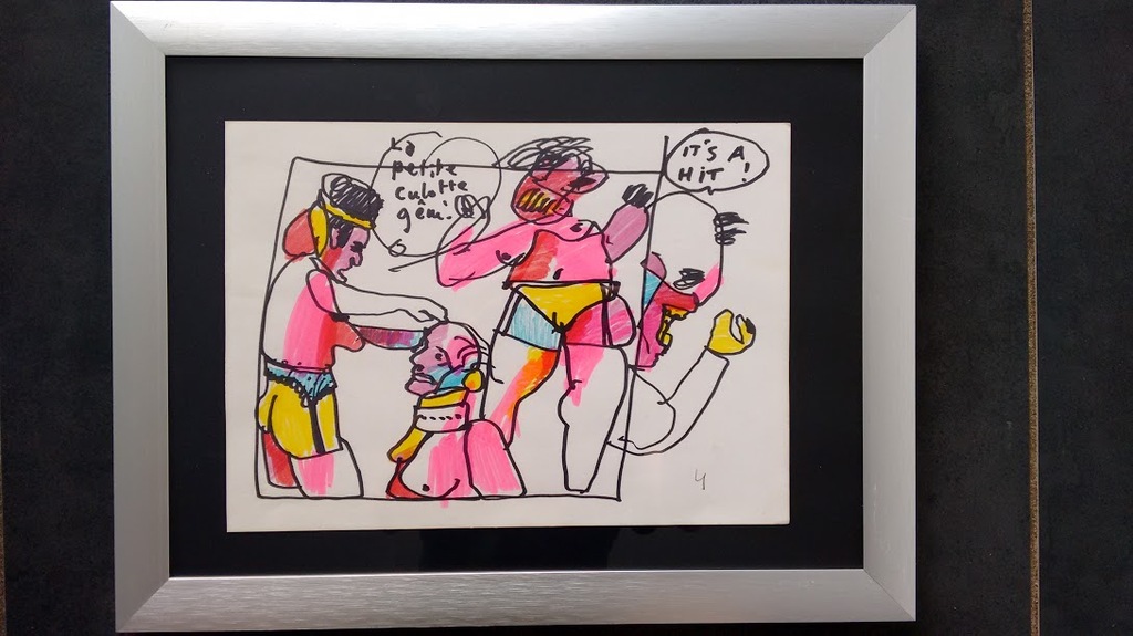 Herman Brood grote tekening, it's a hit, ingelijst kopen? Bied vanaf 280!