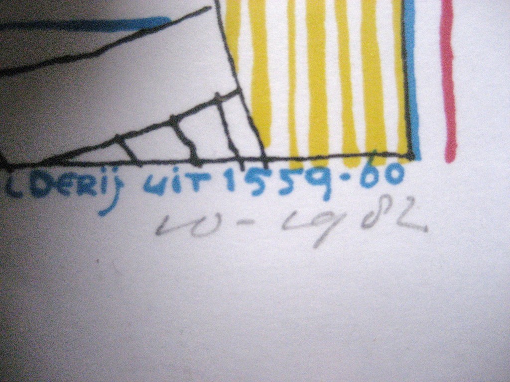 Carel Sondermeyer.-Het Stokpaardmannetje-  Zeefdruk. 1982. Gesigneerd. Ingelijst kopen? Bied vanaf 75!