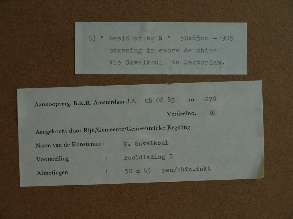 Vic Savelkoul : Inkttekening – Beeldlading E - gesigneerd & ingelijst – 1985 kopen? Bied vanaf 75!