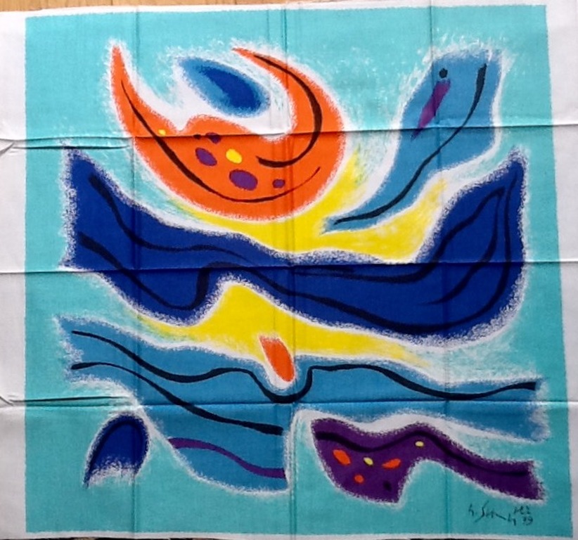 Gustave Singier, zeefdruk op katoenzijde Sjaal /kleed kopen? Bied vanaf 20!