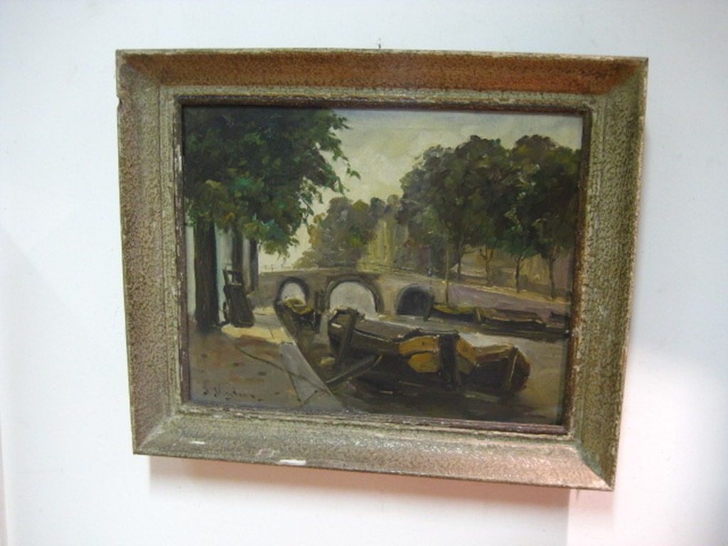 oud 1920 olieverf "Amsterdam ochtend op de Herengracht" onduidelijk gesigneerd   kopen? Bied vanaf 1!