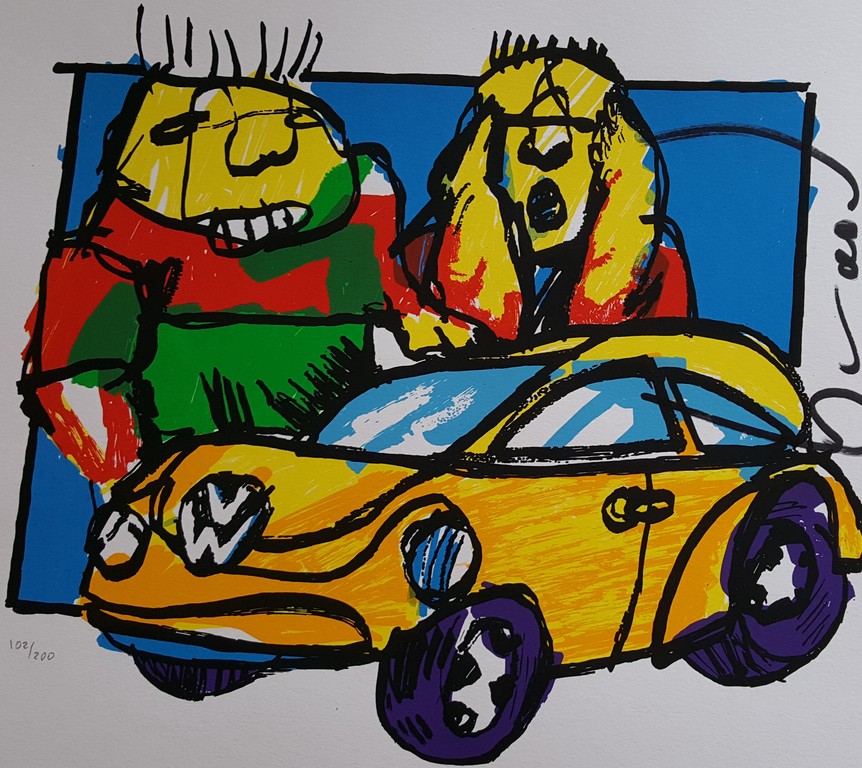 Herman Brood - Vw Beetle - gesigneerde zeefdruk - oplage 200 ex. kopen? Bied vanaf 1!