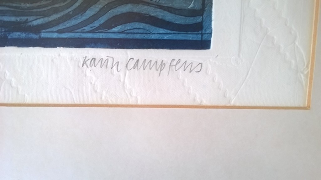 Karin Campfens, kleurenets, Spreuk: liggende maan, staande matrozen...... kopen? Bied vanaf 25!