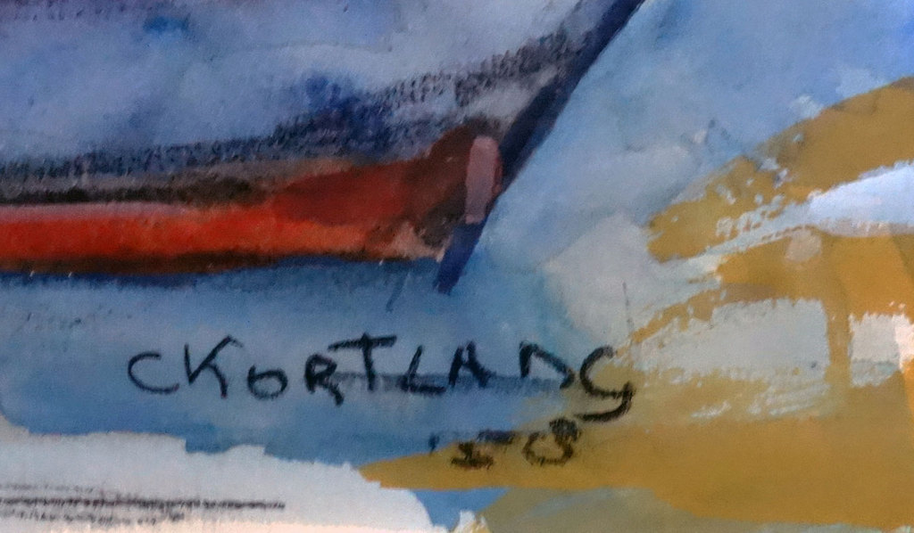 Cees Kortlang Aquarel uit 1958. Franse kustplaats met vissersbootjes. kopen? Bied vanaf 200!