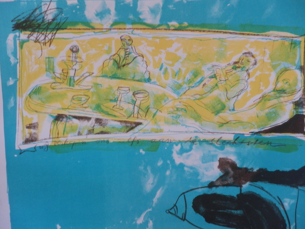 LUCEBERT  ZEER GROOT LITHO(106x75cm)  WIJ VERKOPEN ONS ZELFS AAN DE SLECHTSTEN.  kopen? Bied vanaf 225!