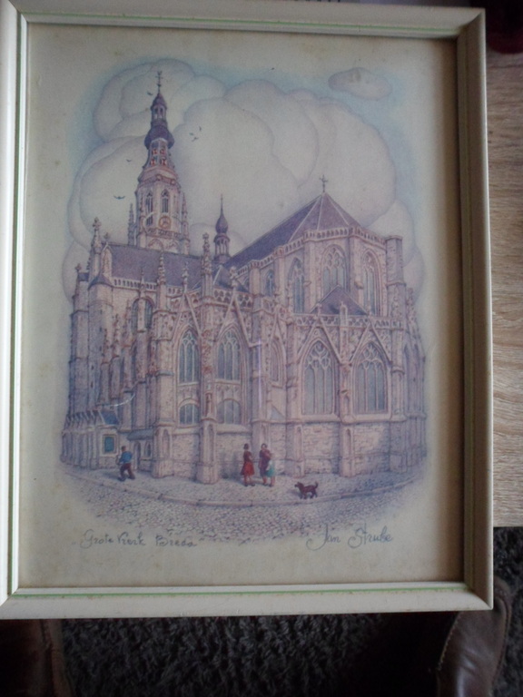 Jan Strube druk van de grote kerk in Breda,hand gesigneerd. kopen? Bied vanaf 20!