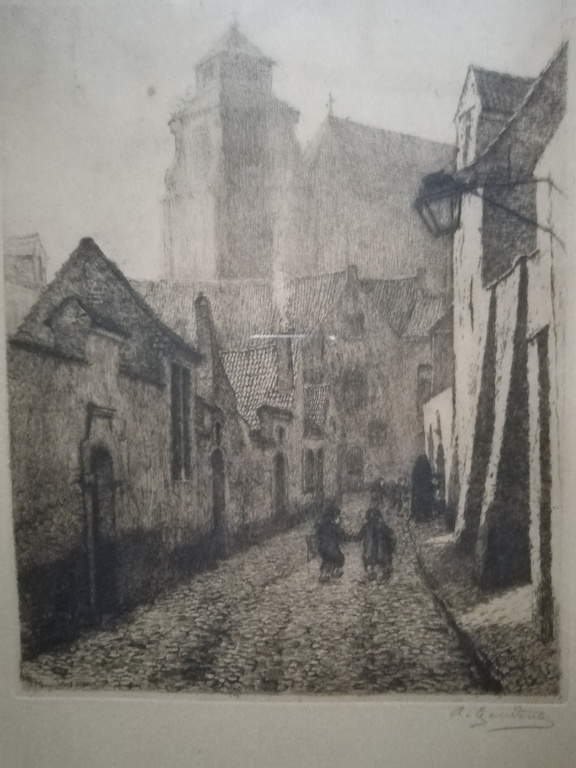 Albert Geudens (1869 - 1949) ets - Mechelse kerktoren kopen? Bied vanaf 1!