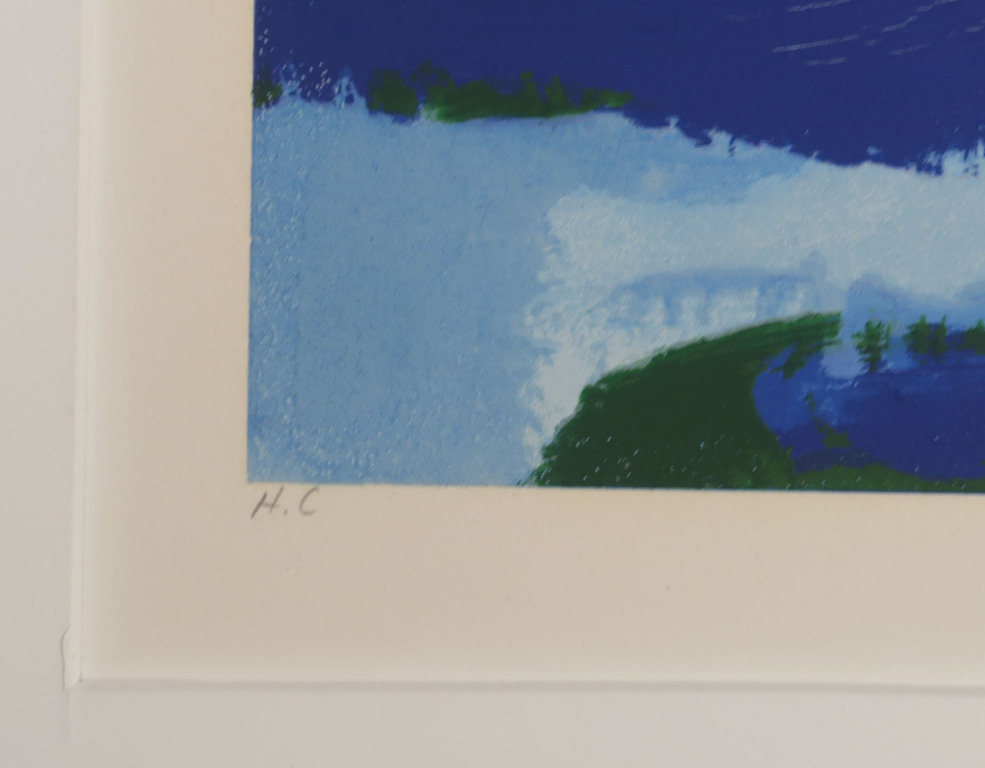 Gerrit Benner: Zeefdruk, Abstract landschap - Ingelijst kopen? Bied vanaf 600!