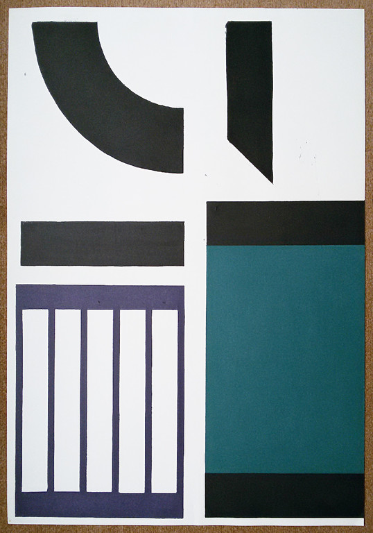 Adine Engelman - Geometrisch abstracte compositie, monotype kopen? Bied vanaf 50!