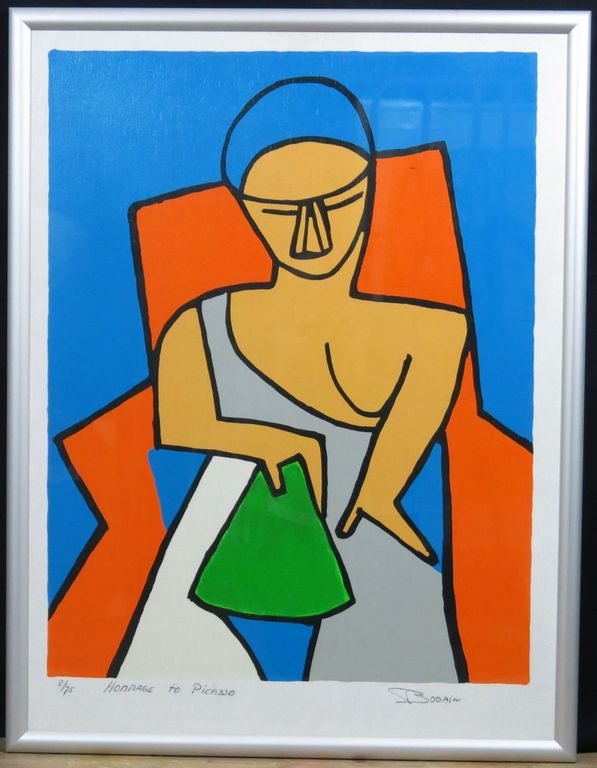 Bodain: Zeefdruk, Hommage to Picasso -Ingelijst kopen? Bied vanaf 35!