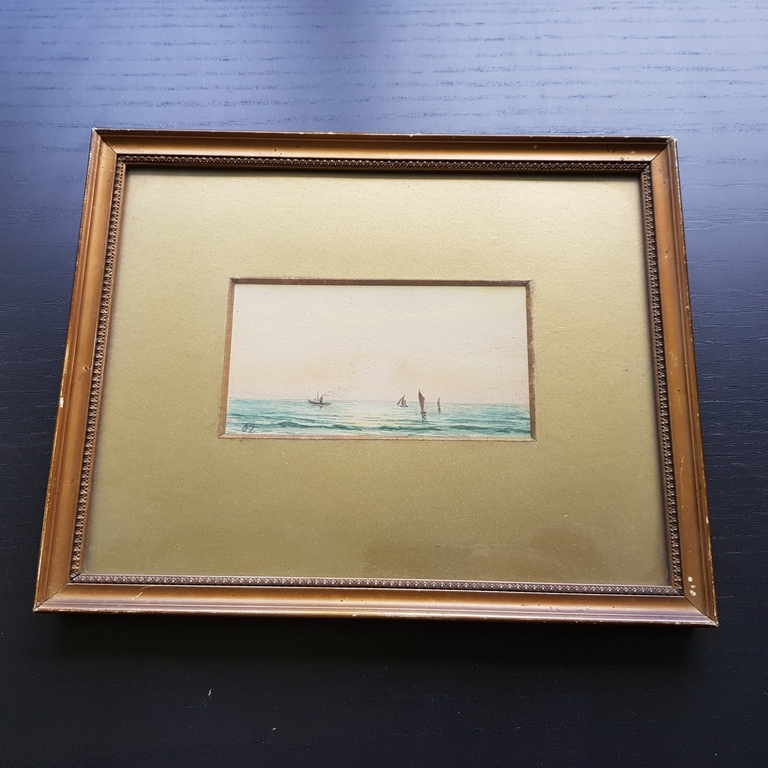 OT of JT aquarel zee zicht met bootjes kopen? Bied vanaf 1!