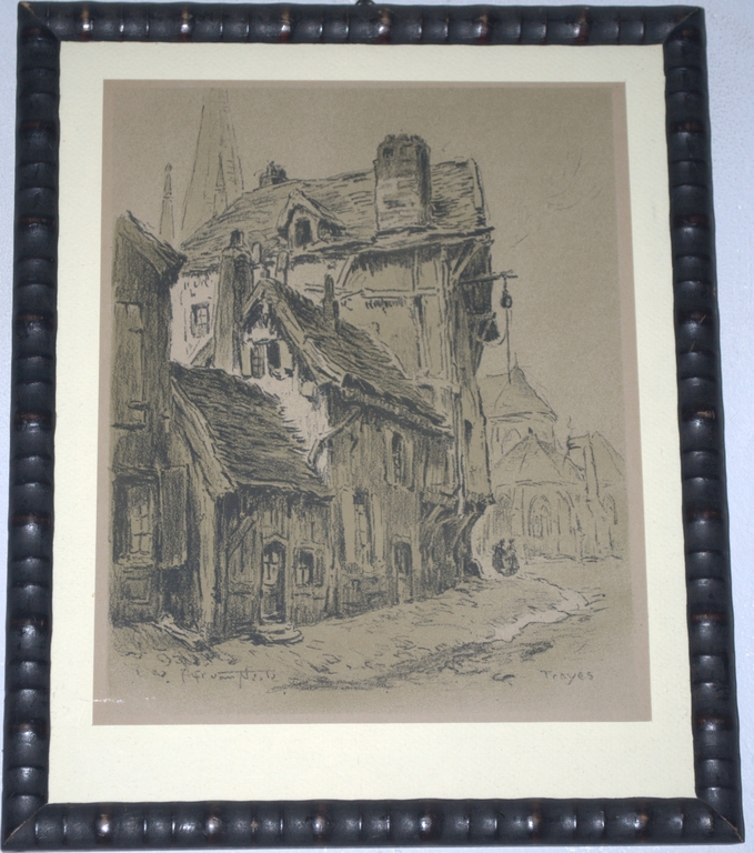 Alfred v Neste -- TROYES -- gesigneerde en ingelijste LITHO  kopen? Bied vanaf 20!